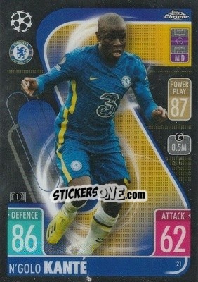 Sticker N'Golo Kanté - Uefa Champions League Chrome 2021-2022. Match Attax n. 21 - Topps