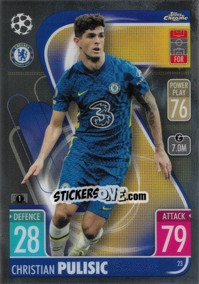 Sticker Christian Pulisic - Uefa Champions League Chrome 2021-2022. Match Attax n. 23 - Topps