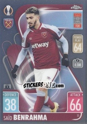 Sticker Said Benrahma - Uefa Champions League Chrome 2021-2022. Match Attax n. 25 - Topps
