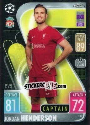 Sticker Jordan Henderson - Uefa Champions League Chrome 2021-2022. Match Attax n. 33 - Topps