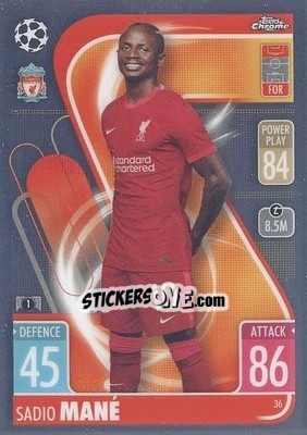 Sticker Sadio Mané - Uefa Champions League Chrome 2021-2022. Match Attax n. 36 - Topps