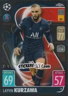Sticker Layvin Kurzawa - Uefa Champions League Chrome 2021-2022. Match Attax n. 38 - Topps