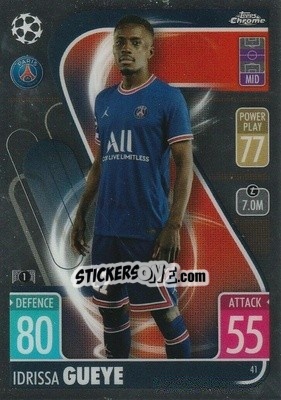 Sticker Idrissa Gueye - Uefa Champions League Chrome 2021-2022. Match Attax n. 41 - Topps