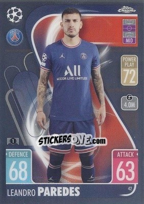 Sticker Leandro Paredes - Uefa Champions League Chrome 2021-2022. Match Attax n. 42 - Topps