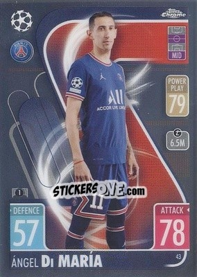 Sticker Angel Di Maria - Uefa Champions League Chrome 2021-2022. Match Attax n. 43 - Topps