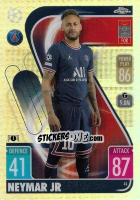 Sticker Neymar Jr - Uefa Champions League Chrome 2021-2022. Match Attax n. 44 - Topps