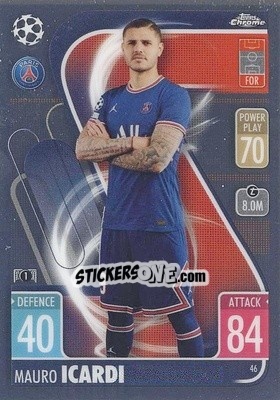 Sticker Mauro Icardi - Uefa Champions League Chrome 2021-2022. Match Attax n. 46 - Topps
