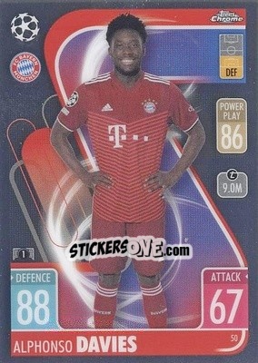 Sticker Alphonso Davies - Uefa Champions League Chrome 2021-2022. Match Attax n. 50 - Topps