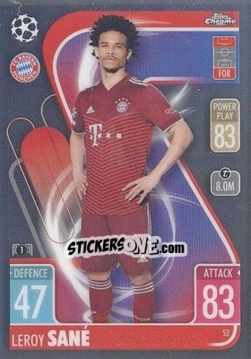 Figurina Leroy Sané - Uefa Champions League Chrome 2021-2022. Match Attax - Topps