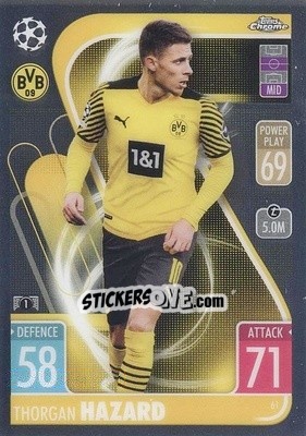 Sticker Thorgan Hazard - Uefa Champions League Chrome 2021-2022. Match Attax - Topps