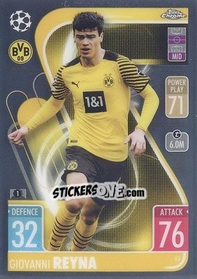 Sticker Giovanni Reyna - Uefa Champions League Chrome 2021-2022. Match Attax n. 63 - Topps
