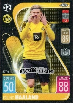 Sticker Erling Haaland - Uefa Champions League Chrome 2021-2022. Match Attax n. 65 - Topps