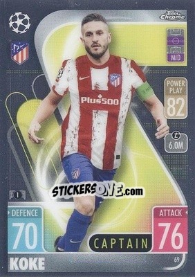 Sticker Koke - Uefa Champions League Chrome 2021-2022. Match Attax n. 69 - Topps