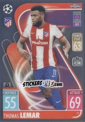 Sticker Thomas Lemar - Uefa Champions League Chrome 2021-2022. Match Attax n. 71 - Topps
