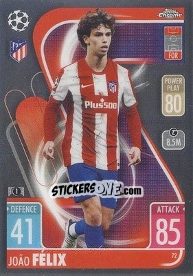 Sticker Joao Félix - Uefa Champions League Chrome 2021-2022. Match Attax n. 72 - Topps