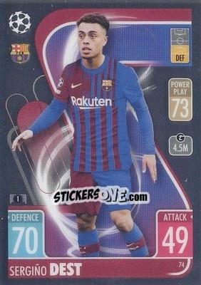 Sticker Sergiño Dest - Uefa Champions League Chrome 2021-2022. Match Attax n. 74 - Topps