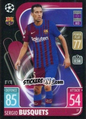 Sticker Sergio Busquets - Uefa Champions League Chrome 2021-2022. Match Attax n. 77 - Topps