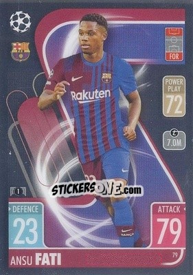 Sticker Ansu Fati - Uefa Champions League Chrome 2021-2022. Match Attax n. 79 - Topps