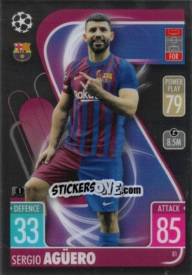 Figurina Sergio Agüero - Uefa Champions League Chrome 2021-2022. Match Attax - Topps