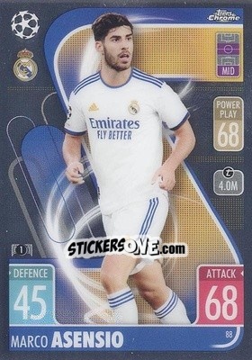 Sticker Marco Asensio - Uefa Champions League Chrome 2021-2022. Match Attax n. 88 - Topps