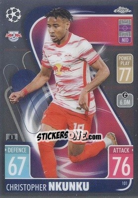 Sticker Christopher Nkunku - Uefa Champions League Chrome 2021-2022. Match Attax n. 101 - Topps
