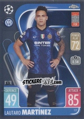 Sticker Lautaro Martínez - Uefa Champions League Chrome 2021-2022. Match Attax n. 117 - Topps