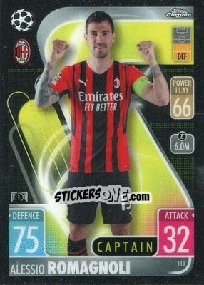 Figurina Alessio Romagnoli - Uefa Champions League Chrome 2021-2022. Match Attax - Topps