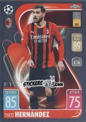 Figurina Theo Hernández - Uefa Champions League Chrome 2021-2022. Match Attax - Topps