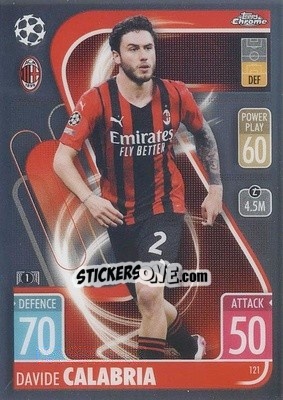 Sticker Davide Calabria - Uefa Champions League Chrome 2021-2022. Match Attax n. 121 - Topps