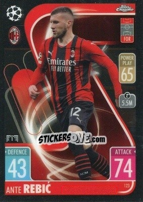 Sticker Ante Rebic - Uefa Champions League Chrome 2021-2022. Match Attax n. 123 - Topps