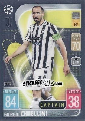 Sticker Giorgio Chiellini - Uefa Champions League Chrome 2021-2022. Match Attax n. 126 - Topps