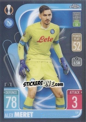 Figurina Alex Meret - Uefa Champions League Chrome 2021-2022. Match Attax - Topps