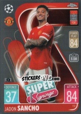 Sticker Jadon Sancho - Uefa Champions League Chrome 2021-2022. Match Attax n. 152 - Topps
