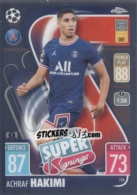 Sticker Achraf Hakimi - Uefa Champions League Chrome 2021-2022. Match Attax n. 156 - Topps