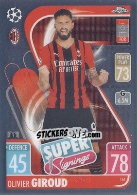 Sticker Olivier Giroud - Uefa Champions League Chrome 2021-2022. Match Attax n. 164 - Topps