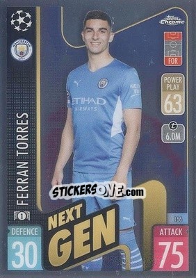 Sticker Ferran Torres - Uefa Champions League Chrome 2021-2022. Match Attax n. 166 - Topps