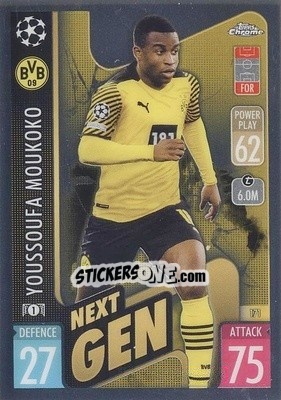 Sticker Youssoufa Moukoko - Uefa Champions League Chrome 2021-2022. Match Attax - Topps