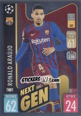 Sticker Ronald Araújo - Uefa Champions League Chrome 2021-2022. Match Attax n. 172 - Topps
