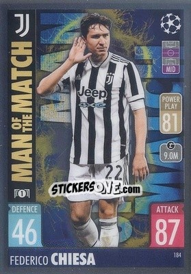 Sticker Federico Chiesa - Uefa Champions League Chrome 2021-2022. Match Attax n. 184 - Topps