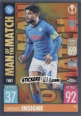 Sticker Lorenzo Insigne - Uefa Champions League Chrome 2021-2022. Match Attax n. 185 - Topps