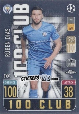 Sticker Rúben Dias - Uefa Champions League Chrome 2021-2022. Match Attax n. 186 - Topps