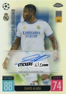 Sticker David Alaba - Uefa Champions League Chrome 2021-2022. Match Attax - Topps