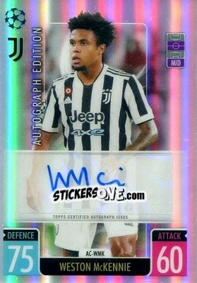 Sticker Weston Mckennie - Uefa Champions League Chrome 2021-2022. Match Attax n. AC-WMK - Topps