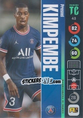 Sticker Presnel Kimpembe - Top Class 2021-2022. Adrenalyn Xl n. 43 - Panini