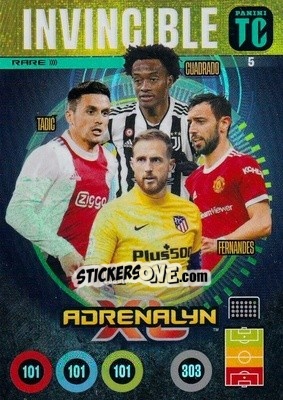 Sticker Jan Oblak / Juan Cuadrado / Bruno Fernandes / Dusan Tadic - Top Class 2021-2022. Adrenalyn Xl n. 5 - Panini