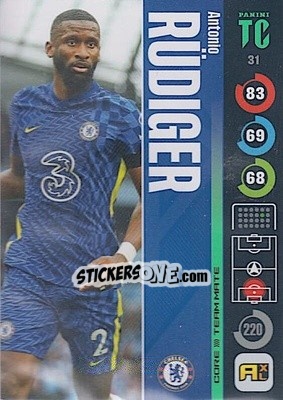 Sticker Antonio Rudiger - Top Class 2021-2022. Adrenalyn Xl n. 31 - Panini