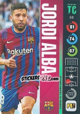 Sticker Jordi Alba - Top Class 2021-2022. Adrenalyn Xl n. 58 - Panini