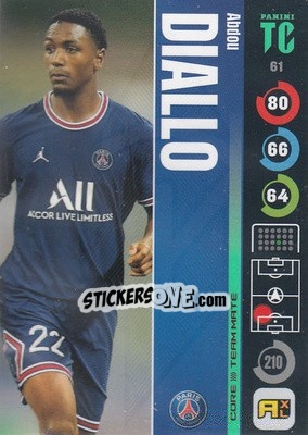 Sticker Abdou Diallo - Top Class 2021-2022. Adrenalyn Xl n. 61 - Panini