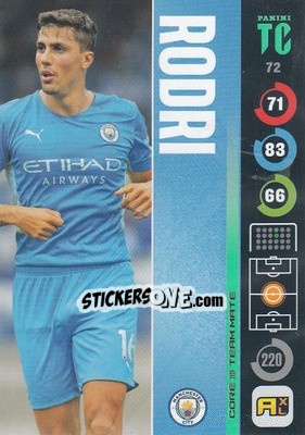 Sticker Rodri - Top Class 2021-2022. Adrenalyn Xl n. 72 - Panini