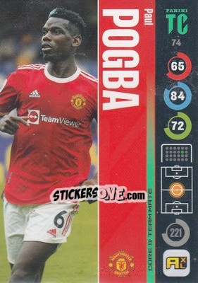 Sticker Paul Pogba - Top Class 2021-2022. Adrenalyn Xl n. 74 - Panini